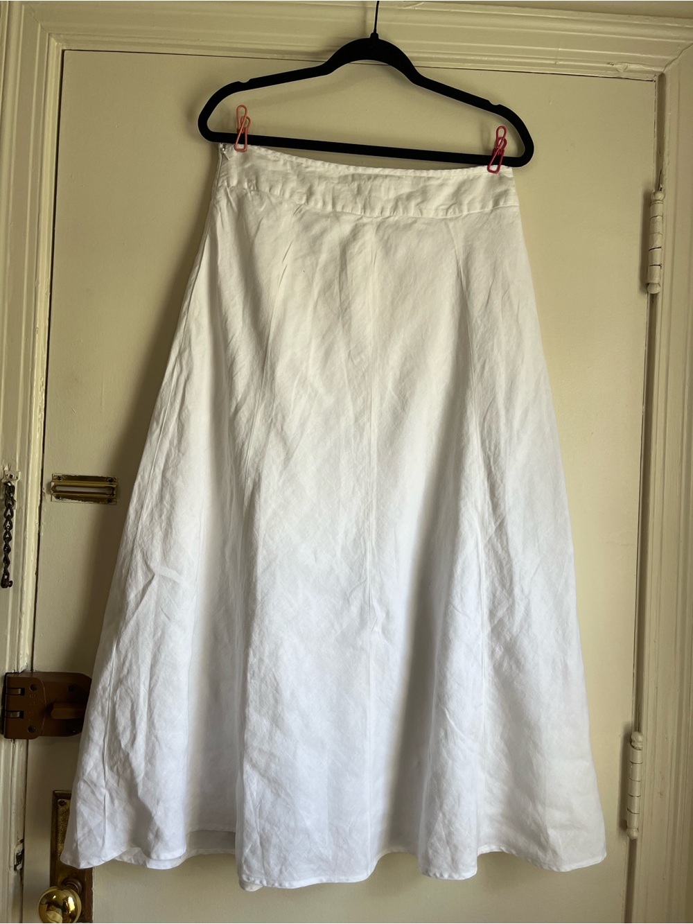 100% Linen Charter Club White A-Line Maxi Skirt